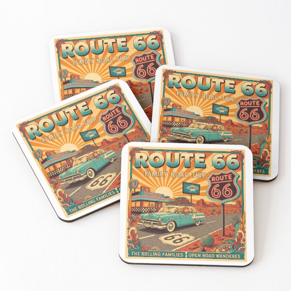 Item preview, Route 66 Centennial Sunset: Vintage Family Road Trip Art designed and sold by FitEnvy.