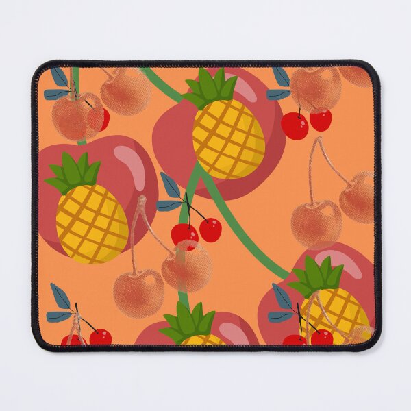 Item preview, : Pineapple Cherry Peach Tropical Fruit Pattern Orange Art Print designed and sold by Extremeallie.