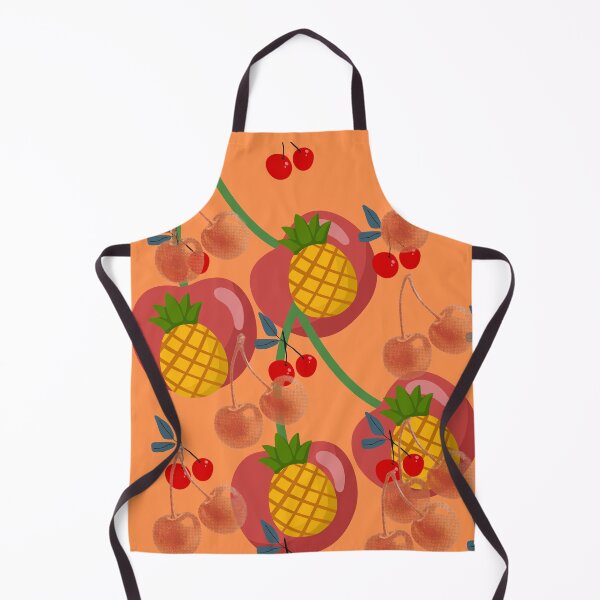 Item preview, : Pineapple Cherry Peach Tropical Fruit Pattern Orange Art Print designed and sold by Extremeallie.