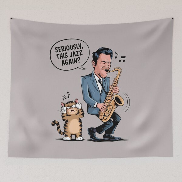 Item preview, Funny Cat and Saxophone - World Music Day designed and sold by Art-Arcade6.