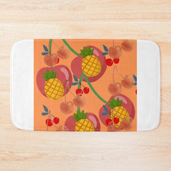Item preview, : Pineapple Cherry Peach Tropical Fruit Pattern Orange Art Print designed and sold by Extremeallie.