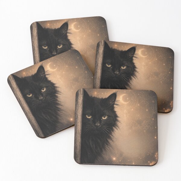 Item preview, Black Cat Celestial Art | Witchy Moon and Stars designed and sold by WhimsyWink.