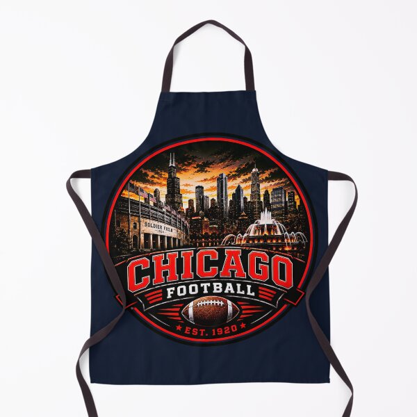 Item preview, Chicago Football Skyline Vintage Navy Orange Sports Shirt designed and sold by TKOprintdesigns.