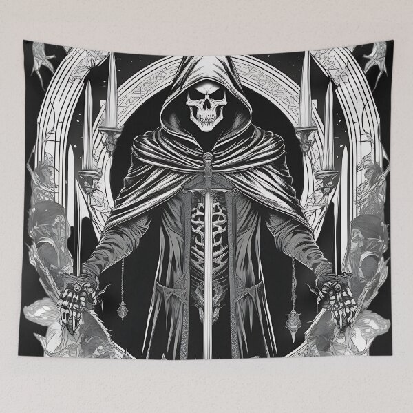 Item preview, Gothic Grim Reaper Hooded Lich Sword Engraving designed and sold by DarkOriginArts.