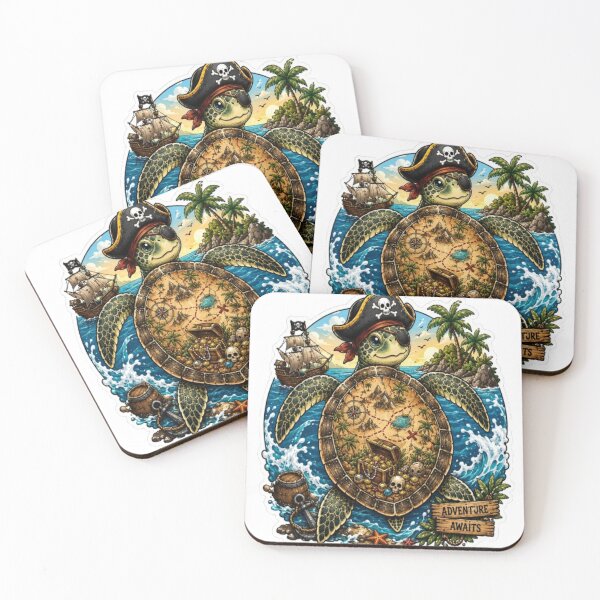 Item preview, Pirate Sea Turtle Adventure Awaits Sticker | Cute Treasure Map Turtle designed and sold by GRYFFWEAR.