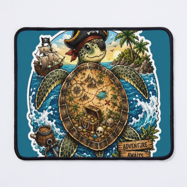 Item preview, Pirate Sea Turtle Adventure Awaits Sticker | Cute Treasure Map Turtle designed and sold by GRYFFWEAR.