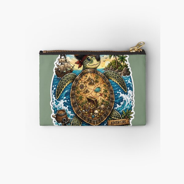 Item preview, Pirate Sea Turtle Adventure Awaits Sticker | Cute Treasure Map Turtle designed and sold by GRYFFWEAR.
