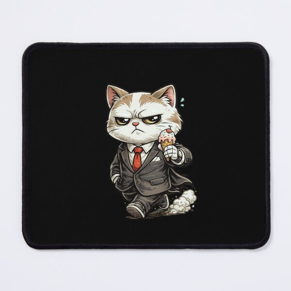 Item preview, Grumpy Cat in Business Suit Checking Wristwatch – Bold Cartoon Office Illustration designed and sold by OnPointOutfits.