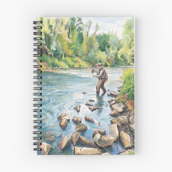 Item preview, Fly Fishing in the River - Watercolor Fisherman Art designed and sold by Stefanrajzer.