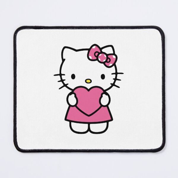 Item preview, Cute Kitty Holding Heart Pink Kawaii Cartoon Aesthetic Design designed and sold by Pinpondesigns.