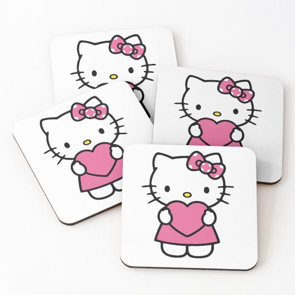 Item preview, Cute Kitty Holding Heart Pink Kawaii Cartoon Aesthetic Design designed and sold by Pinpondesigns.