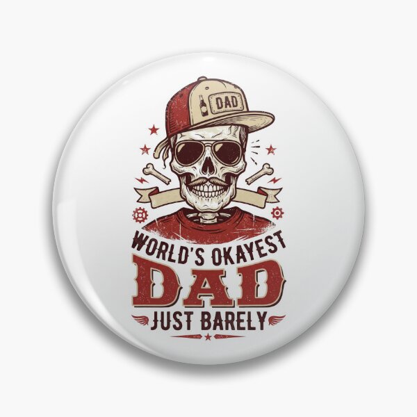 Item preview, World’s Okayest Dad Just Barely Vintage Skull Shirt Design designed and sold by PlumArtDesign.