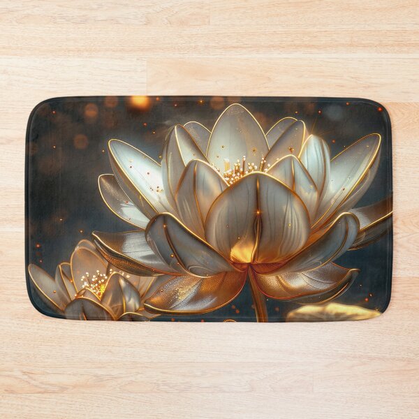 Item preview, Luxurious Lotus Flower Art  | Elegant Gold Silver Floral Art designed and sold by MargaretWiktor.