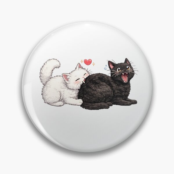 Item preview, Cute White Cat Biting Black Cat Love Chomp designed and sold by tarzbol.