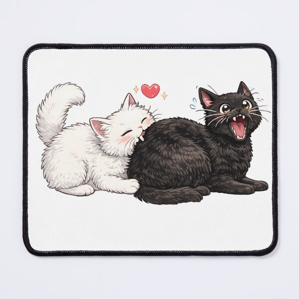 Item preview, Cute White Cat Biting Black Cat Love Chomp designed and sold by tarzbol.