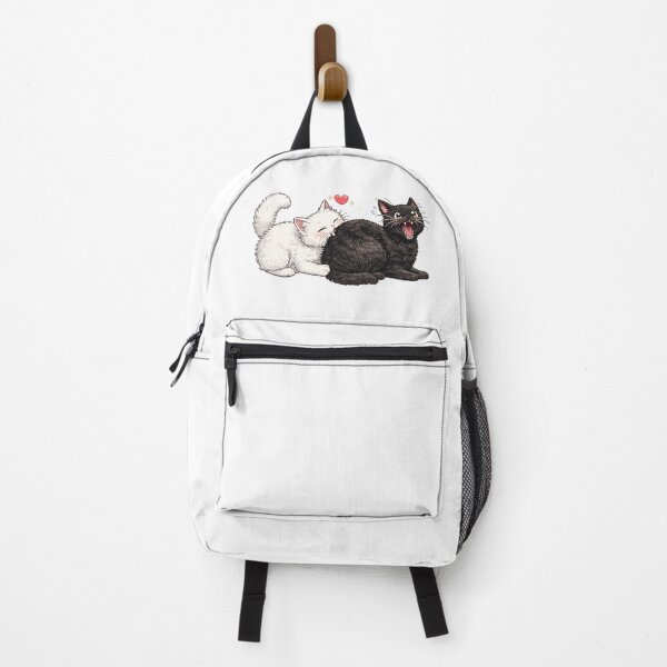 Item preview, Cute White Cat Biting Black Cat Love Chomp designed and sold by tarzbol.