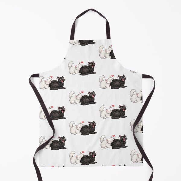 Item preview, Cute White Cat Biting Black Cat Love Chomp designed and sold by tarzbol.