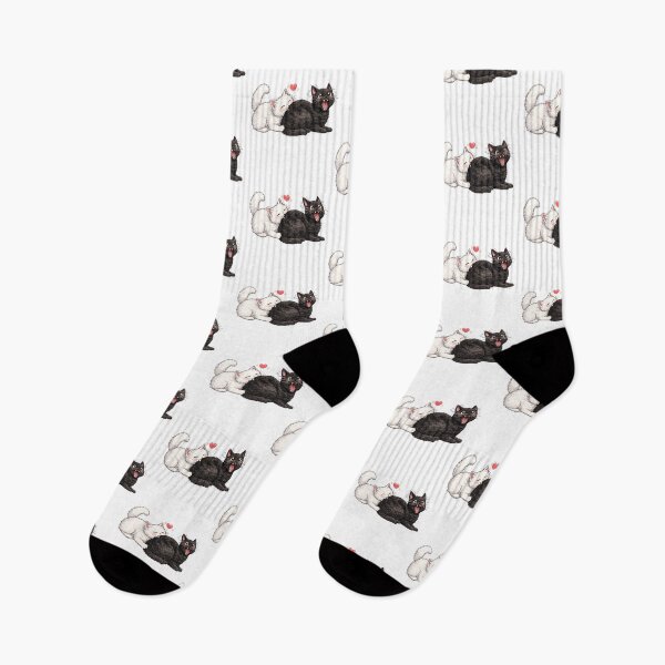 Item preview, Cute White Cat Biting Black Cat Love Chomp designed and sold by tarzbol.