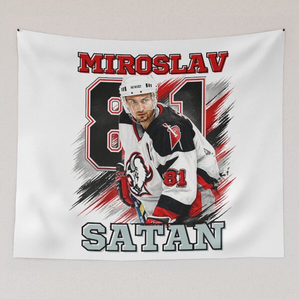 Item preview, Miroslav Satan 81 Retro Buffalo Hockey Art designed and sold by Thogan0416.