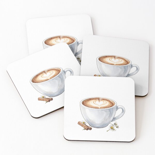 Item preview, Elegant Watercolor Cappuccino & Heart Latte Art designed and sold by LuminaArtRO.
