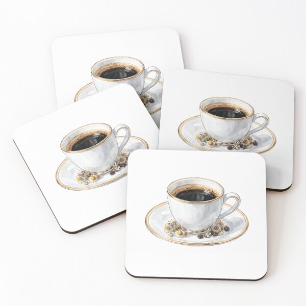Item preview, Elegant Watercolor Espresso Cup with Gold Trim & Coffee Beans designed and sold by LuminaArtRO.