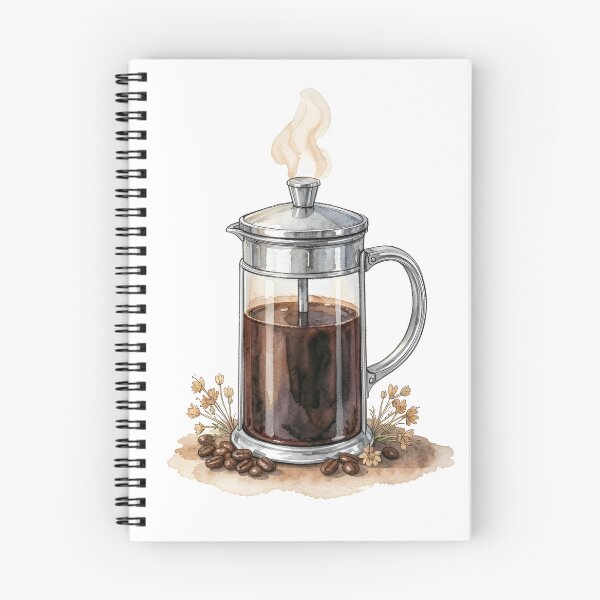 Item preview, Rustic Watercolor French Press Coffee & Roasted Beans designed and sold by LuminaArtRO.