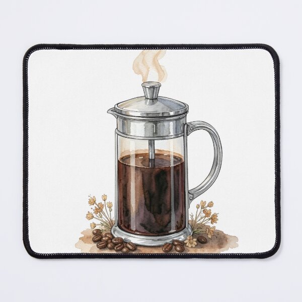 Item preview, Rustic Watercolor French Press Coffee & Roasted Beans designed and sold by LuminaArtRO.