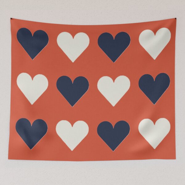 Item preview, Large NAVY BLUE, CREAM & TENNIS COURT CLAY LOVE HEARTS designed and sold by RachelMacht.