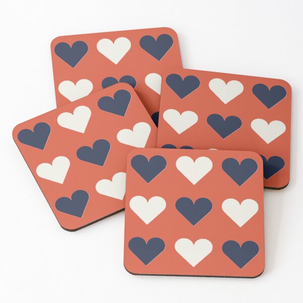 Item preview, Large NAVY BLUE, CREAM & TENNIS COURT CLAY LOVE HEARTS designed and sold by RachelMacht.