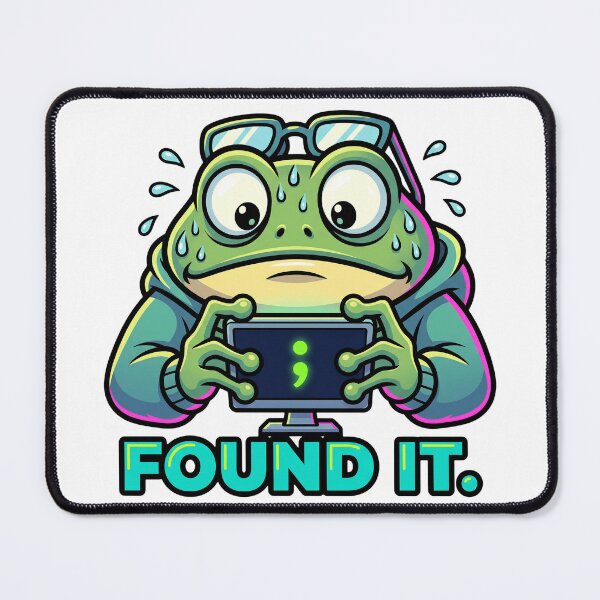 Item preview, Sweating Programmer Frog Missing Semicolon Developer Coding Humor designed and sold by Urben Loop.