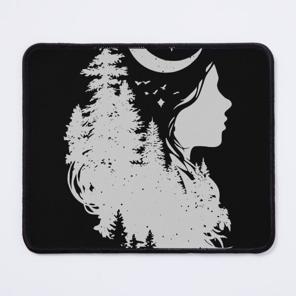 Item preview, Mystic Forest Woman Moon Silver Silhouette designed and sold by EimSol.