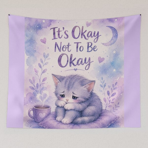 Item preview, Mental Health Awareness Cat Sticker - It's Okay Not To Be Okay designed and sold by irfanshikh.