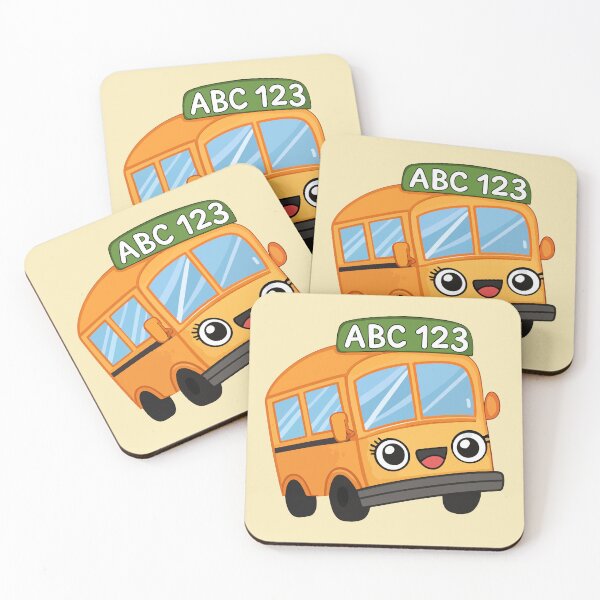 Item preview, Cute Kawaii School Bus with ABC 123 Sign – Yellow Cartoon Back to School Illustration designed and sold by EmeraldeaArt.