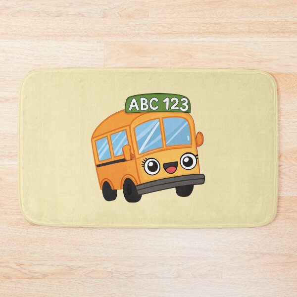 Item preview, Cute Kawaii School Bus with ABC 123 Sign – Yellow Cartoon Back to School Illustration designed and sold by EmeraldeaArt.
