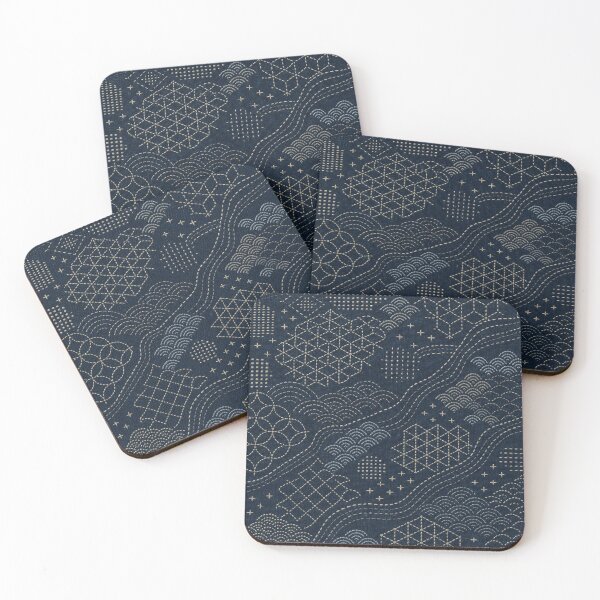 Item preview, Indigo Japanese Stitch Pattern Textile Background designed and sold by frumixart.