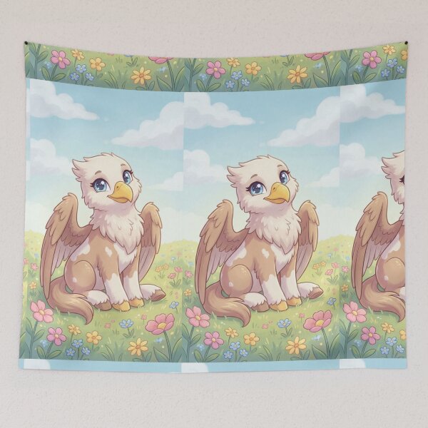 Item preview, Baby Griffin Meadow Dream | Cute Fantasy Creature | Whimsical Pastel Sky Animal Art designed and sold by TreatLLC.