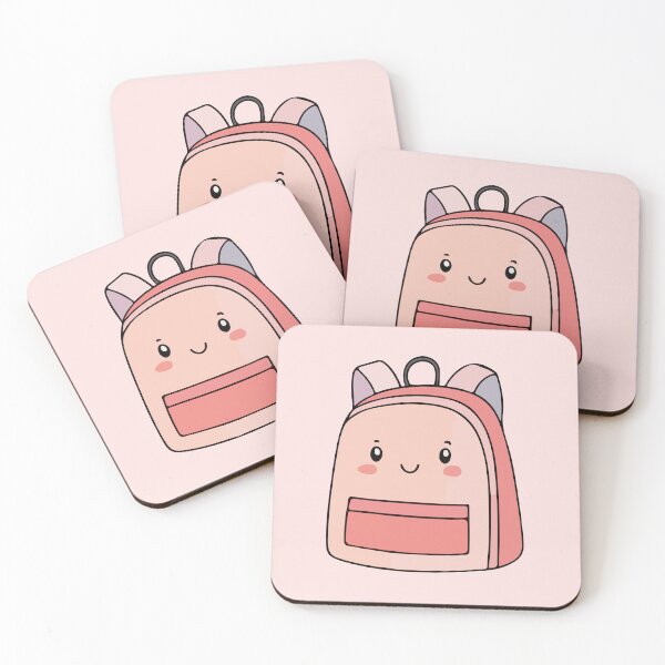 Item preview, Cute Kawaii Pink School Bag – Cartoon Backpack Illustration designed and sold by EmeraldeaArt.