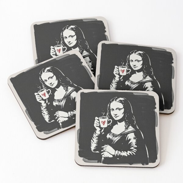 Item preview, Mona lisa drinking coffee designed and sold by 123ks.
