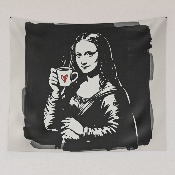 Item preview, Mona lisa drinking coffee designed and sold by 123ks.