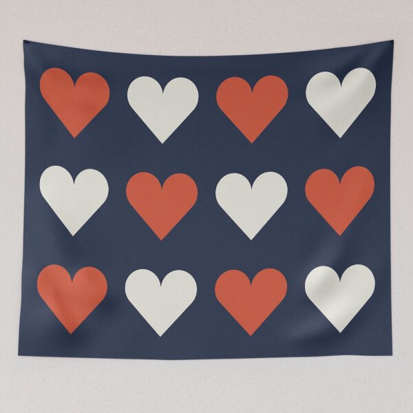 Item preview,  Large TENNIS COURT CLAY, CREAM & NAVY BLUE LOVE HEARTS designed and sold by RachelMacht.