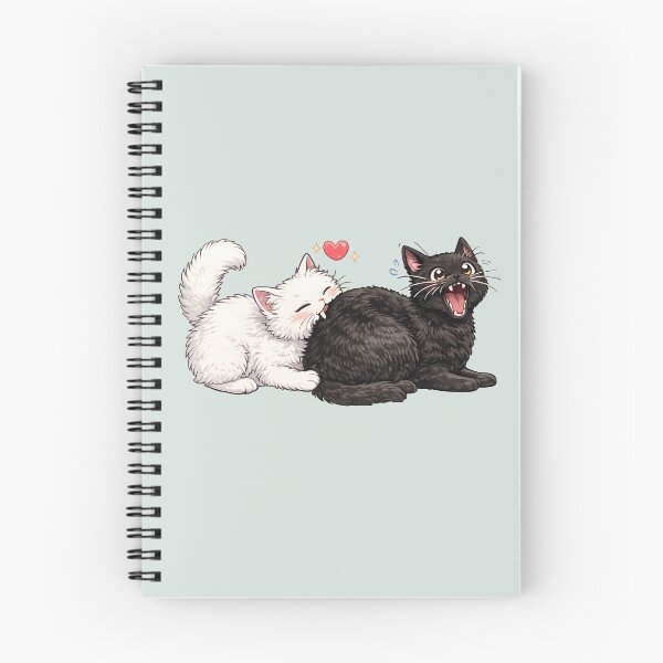 Item preview, Cute White Cat Biting Black Cat Love Chomp designed and sold by tarzbol.