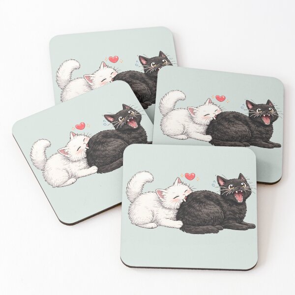 Item preview, Cute White Cat Biting Black Cat Love Chomp designed and sold by tarzbol.