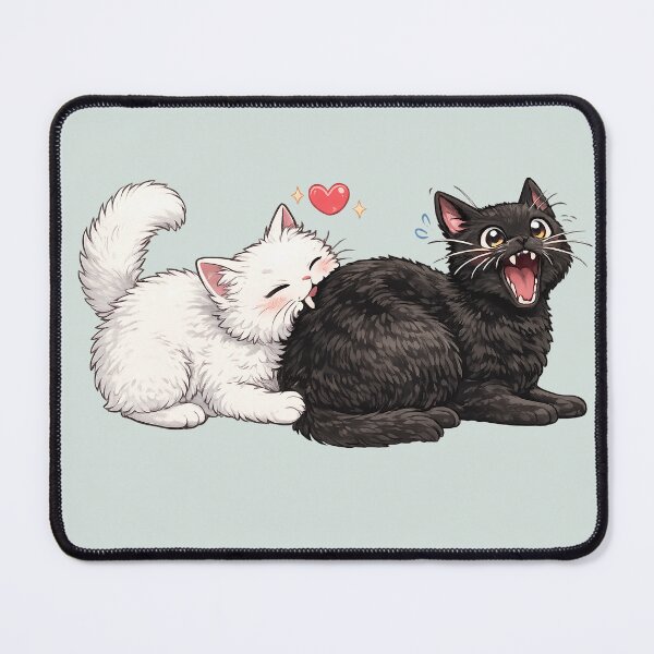 Item preview, Cute White Cat Biting Black Cat Love Chomp designed and sold by tarzbol.