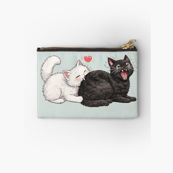 Item preview, Cute White Cat Biting Black Cat Love Chomp designed and sold by tarzbol.