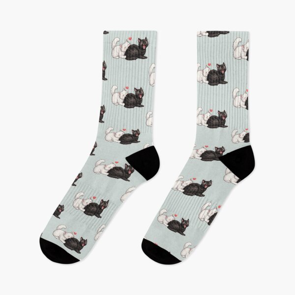 Item preview, Cute White Cat Biting Black Cat Love Chomp designed and sold by tarzbol.