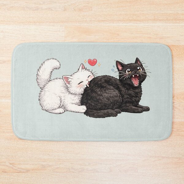Item preview, Cute White Cat Biting Black Cat Love Chomp designed and sold by tarzbol.