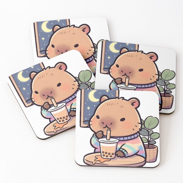 Item preview, Cute Chill Capybara Bubble Tea Lofi Sticker designed and sold by Adriib.