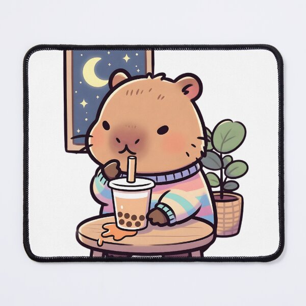 Item preview, Cute Chill Capybara Bubble Tea Lofi Sticker designed and sold by Adriib.