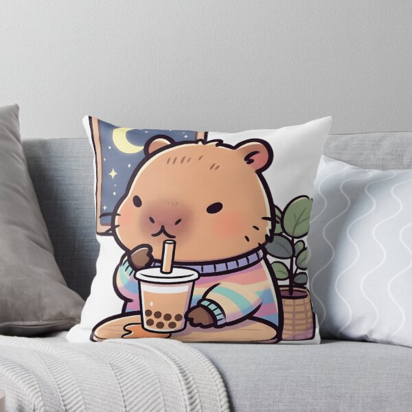 Item preview, Cute Chill Capybara Bubble Tea Lofi Sticker designed and sold by Adriib.