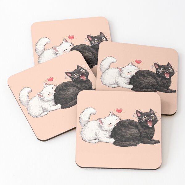 Item preview, Cute White Cat Biting Black Cat Love Chomp designed and sold by tarzbol.